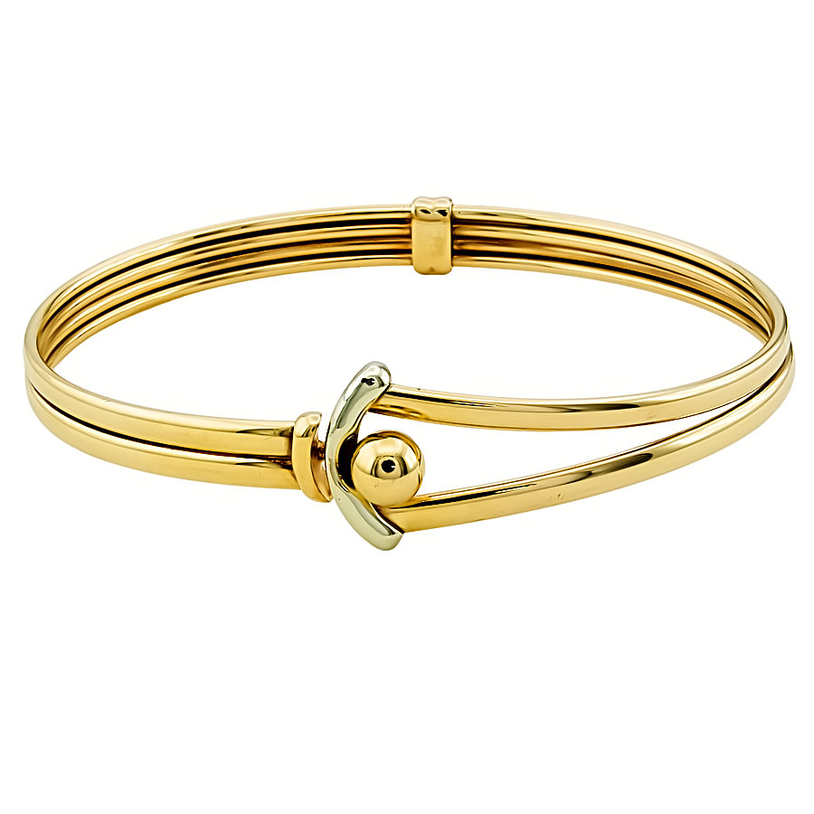 9ct Gold 2-Tone 10.2g Hook Bangle